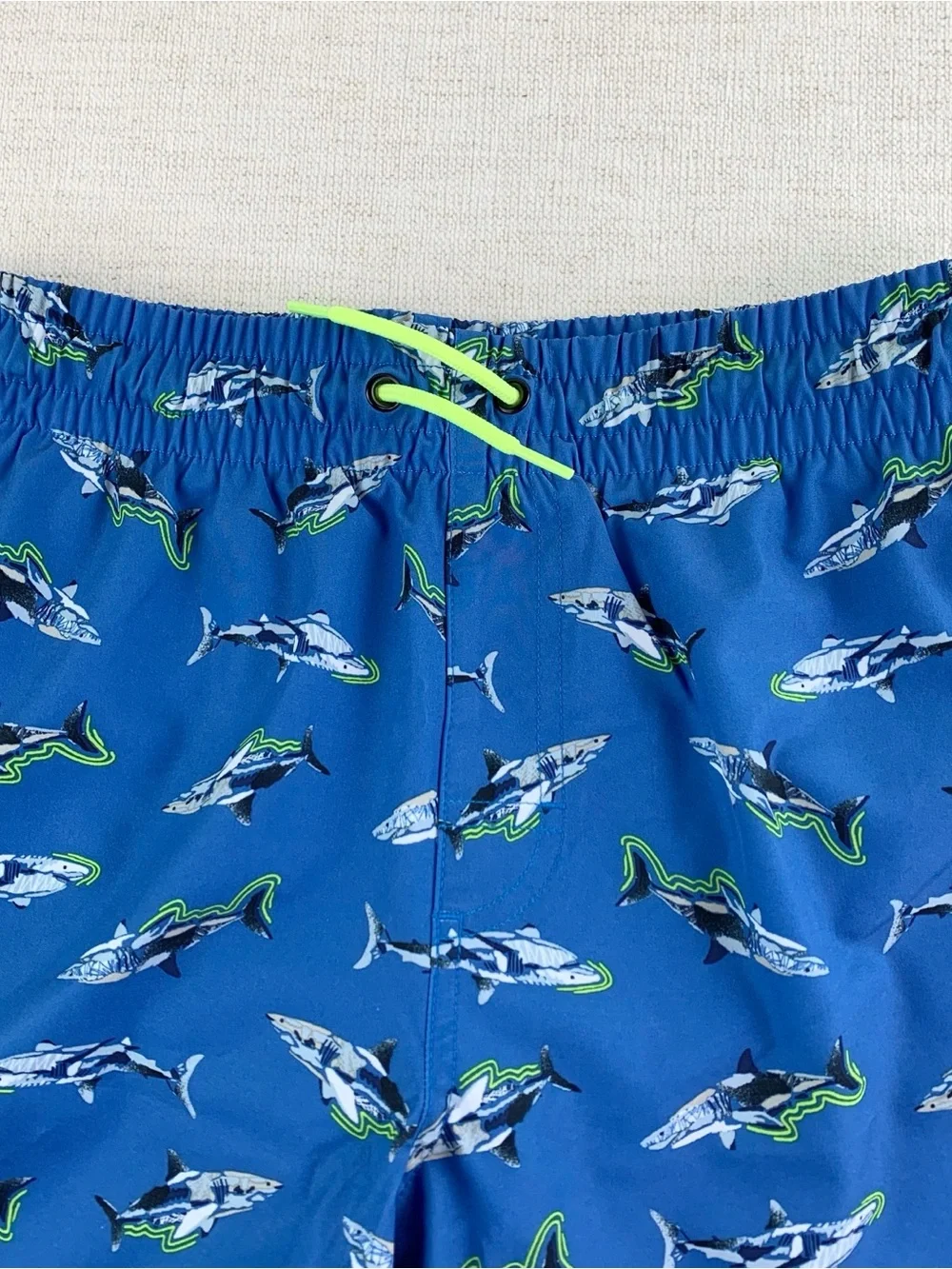 Old Navy New Boy's shark swim trunks in blue size XL